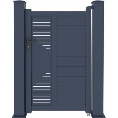 Portillon aluminium anthracite 100x173cm – Panneau décoratif TIME – Structure renforcée pour motorisation – Résistant aux chocs et à la corrosion – X-Metal (1/5)