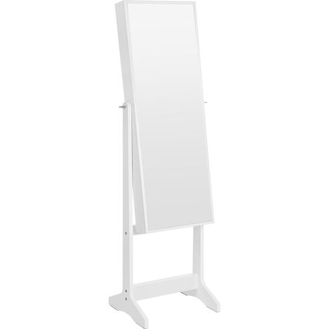 Armoire à bijoux, avec Miroir, Organisateur à bijoux, Verrouillable, idée cadeau, Blanc (1/5)