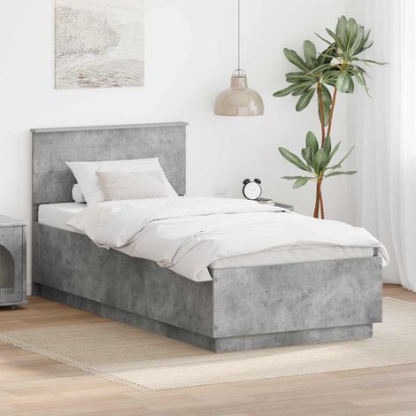 vidaXL Struttura del letto con testiera Grigio Cemento 100 x 200 cm