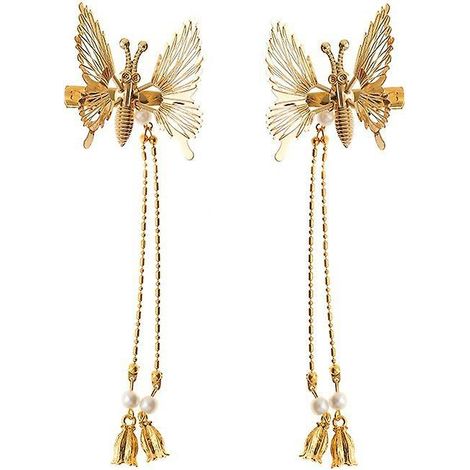 pinces Cheveux En Forme De Papillon, Barrettes Cheveux Elgantes En Mtal Pinces Cheveux Franges Papillon Dlicates Avec Perles Et Pompons Pour F (1/5)