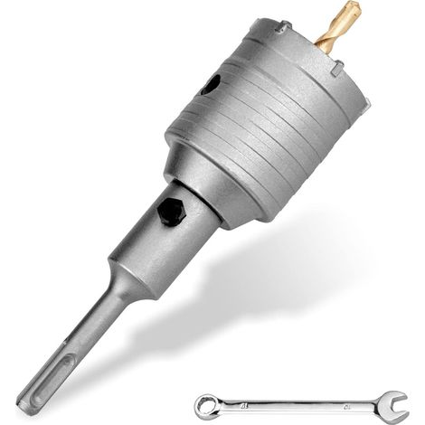 Foret SDS Plus,65 mm,Filetage M22,SDS plus adaptateur,120 mm et foret de centrage 8x110 mm,Scie à trous muraux pour maçonnerie, pierres naturelles, grès, pierres artificielles, béton, marbre (65 mm) (1/5)