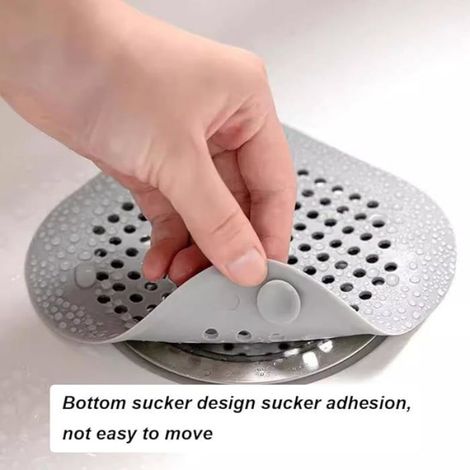 Filtre Evier - Silicone Souple - Pour Cheveux et Déchets Culinaires - Adhésif par Ventouse - Compatible Cuisine Salle de Bain Baignoire Douche - 2 Pièces (1/5)