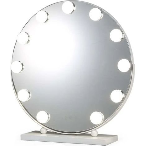 Specchio da tavolo con 11 LED Ø50cm, 3 colori luce