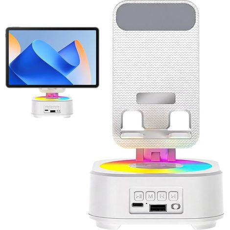 Enceinte Bluetooth 3 en 1 avec support pour téléphone et lumières colorées, lecteur audio de bureau (1/5)
