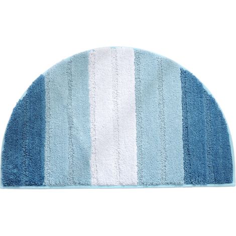 Tapis de porte semi-circulaire, tapis de bain doux et absorbant, tapis de porte semi-circulaire antidérapant, tapis d'entrée, tapis de sol, tapis de douche intérieur et extérieur (dégradé bleu clair) (1/5)