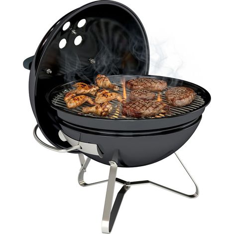 Barbecue Charbon de Bois Portable Boule avec Couvercle Poignée et Aération Réglable Grill Extérieur 41x41x44 cm Noir (1/5)