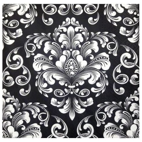 Tovaglioli decorativi in bianco e nero, 33x33 cm, 20 pezzi.