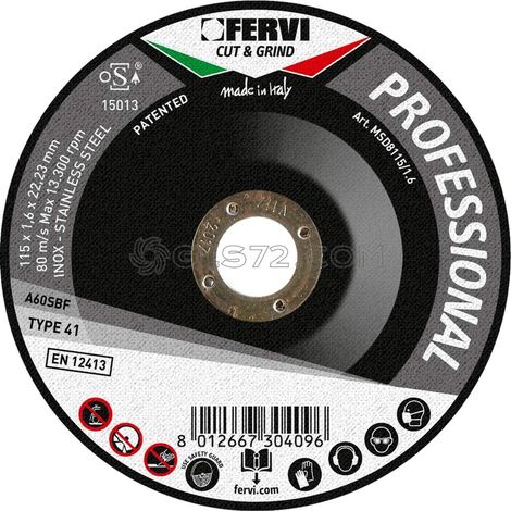 DISCO DE DESBASTE PROFESIONAL Ø115x6,5x22 MM AQ FERVI MSD8115/6.5 (1/2)