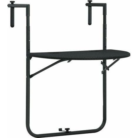 Table de balcon Noir 60x64x83,5 cm Plastique Aspect de rotin (1/5)