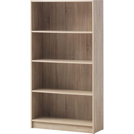 Oak Tall Bookcase With Adjustable Shelves Modern Storage Unit In 6 Colours (1/4)