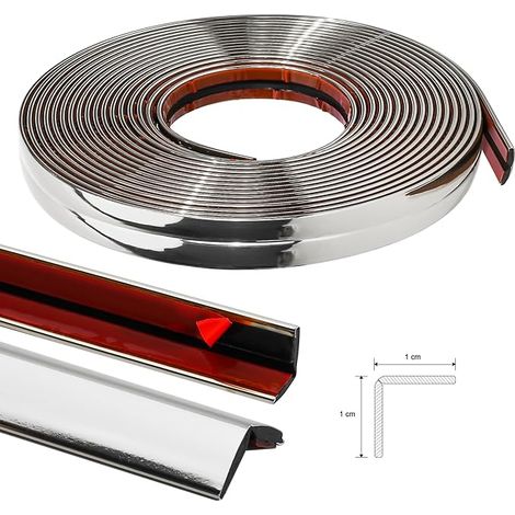 Garniture autocollante pour coins intérieurs et extérieurs et protection des bords moulure adhésive flexible type cornière PVC baguette d’angle pour mur fenêtre table (1/5)