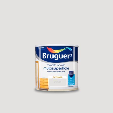 Bruguer Acrylic Multisuperficie Esmalte al agua Satinado Gris Niebla 250 ml