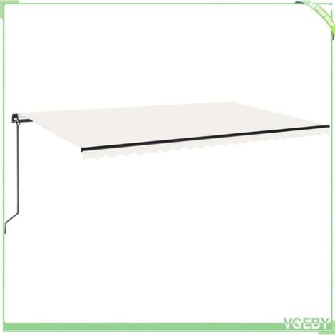 Auvent rétractable manuel - FAFEICY - 3069137 - 500 x 300 cm - Tissu crème - Cadre anthracite (1/5)