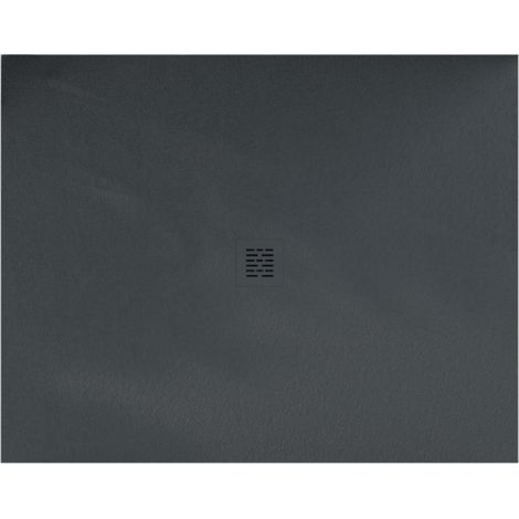 Mineralguss-Duschwanne extra flach CENTRO Schieferoptik ANTHRAZIT 110x130 cm Auslaufschutz in Farbe