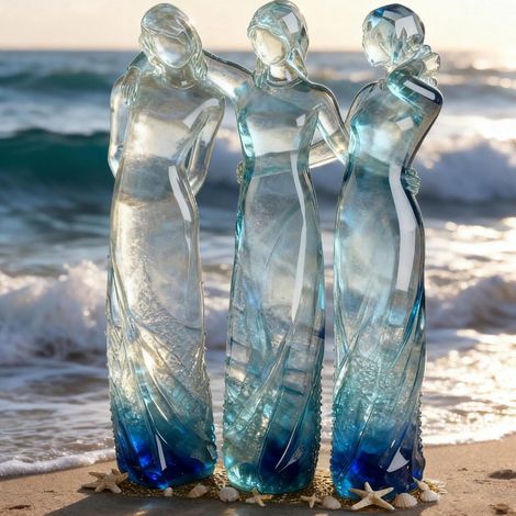 Figurine Soeur - Sculpture Résine Style Verre De Mer - Décoration Intérieure - Cadeau Anniversaire Noël Diplôme - 1 Pièce - 13,5 cm (1/5)