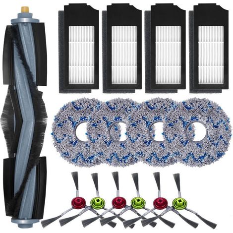 Accessories for Ecovacs Deebot X1 Omni / X1 e Omni / X1 Turbo Vacuum Cleaner, 1 Main Brush, 6 Side Brushes, 4 Mop Cloths, 4 Filters (1/5)
