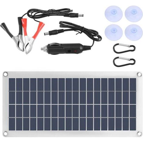 Panneau Solaire 15W 12 18V Chargeur Portable pour Téléphone Voiture Camping Car Batterie Exterieur (1/4)