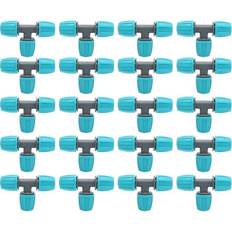 20pcs Raccords en T Barbelé, 16mm Raccords de Tuyau Barbelé Raccords Irrigation Goutte à Goutte Connecteurs en T de Tube Adaptateur 3 Voies Joints de Tuyau pour Jardin Cour Arrosage des Plantes