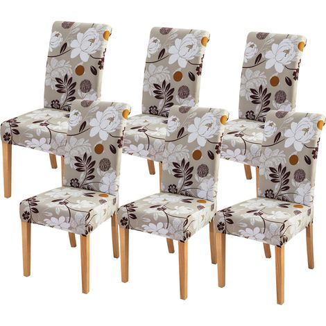 Lot de 6 Housses de Chaise de Salle à Manger imprimées pour chaises de Bureau, banquets de Mariage, fête (1/5)