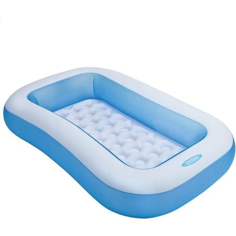 Piscina gonfiabile rettangolare per bambini - Piscinetta gonfiabile in PVC bianca e blu con capacità 90 litri - Misura 166x100x25 Cm (1/4)