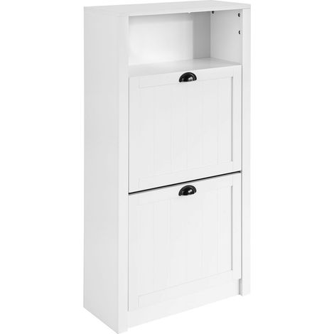 Zapatero con 2 Puertas Abatibles Zapatero Estrecho Organizador para Zapatos Blanco 60 x 24 x 110 cm FSR87-K-W SoBuy ES (1/5)