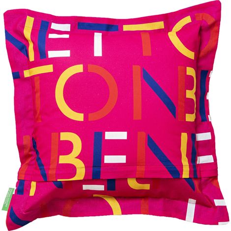 Benetton Cushion 40x40 cm 300gr, 100% cotton pink with multicolor logo Casa Benetton (1/5)