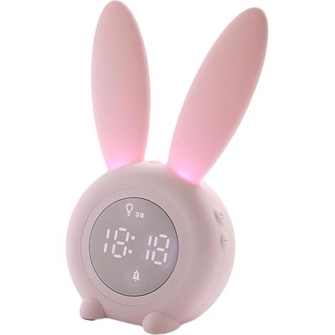 Réveil Lapin LED Miniature Rose 2000mah Abs Rechargeable USB (1/5)