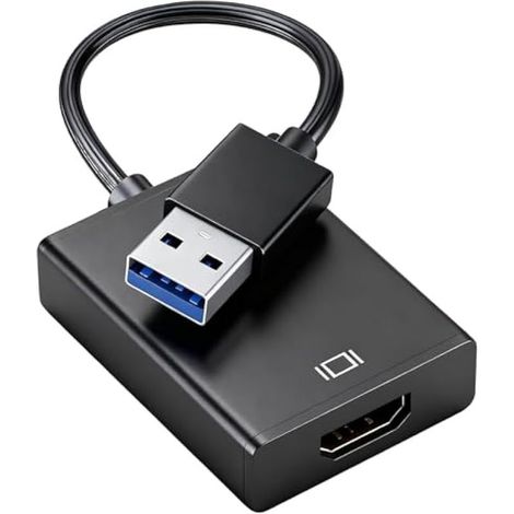 Adaptateur USB vers HDMI, USB 3.0/2.0 vers HDMI 1080p Convertisseur pour Windows XP 7/8/8.1/10/11 & Mac OS Full HD Vidéo Audio Multi Moniteur Convertisseur Compatible PC, HDTV, Projecteur (1/5)