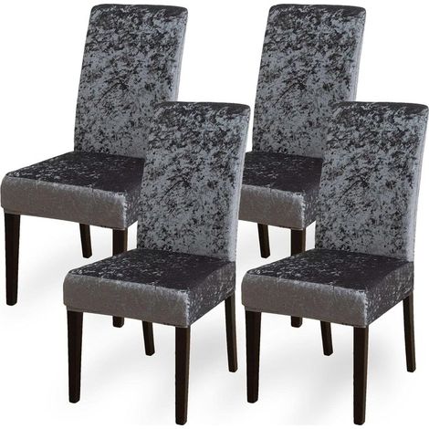 Ensemble de 4 housses de chaises de salle à manger extensibles en velours, convenant à la maison, aux mariages et aux restaurants. (1/5)