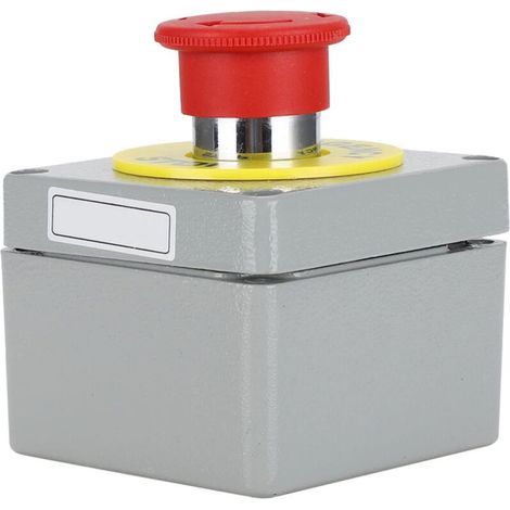 Interrupteur d'arrêt d'urgence instantané 1NO 1NC, boîtier d'interrupteur en aluminium rouge, résistant aux interférences radio, étanche IP66 (80 x 75 x 60). (1/5)