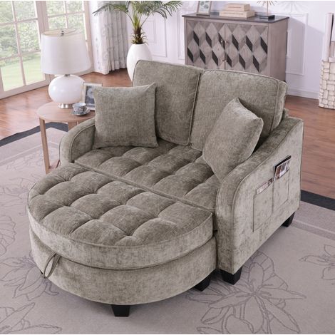 canapé lit rangement convertible eucalyptus petit marron OKMYHOME (1/5)