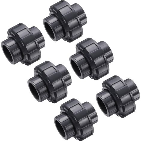 Raccords De Tuyaux En PVC Union 3/4" Raccord D'Union À Glissement Adaptateur Pour Tuyau D'Arrosage Piscine Plomberie Extérieure Gris Foncé 6Pcs (1/5)