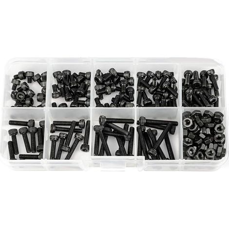 Assortment of M3 DIN912 Hex Head Screws - Black - Grade 12.9 (1/5)