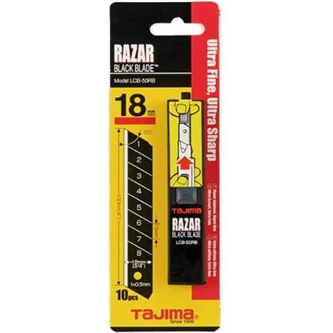 Tajima – Lames cutter Razar 18mm pour acier japonais – Pack de 10 lames – Coupe nette et précise – Compatibles avec cutters 18mm