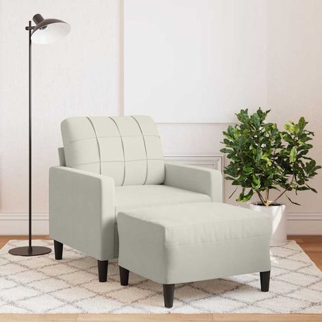 Sessel mit Hocker Creme 60 cm Samt (1/5)