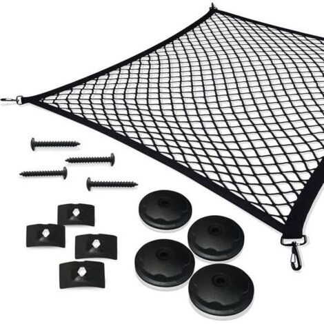 Filet à bagages de voiture, filet de coffre en nylon élastique 110x60cm filet de protection filet de séparation multifonctionnel pour coffre de chiens (1/4)
