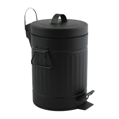 MSV – Poubelle de salle de bain à pédale 3L en acier noir – Design moderne et élégant – Dimensions 17x26,5cm – Idéale pour espaces réduits