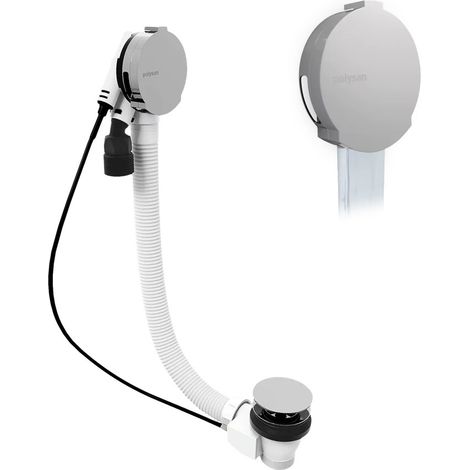 Polysan Marble - Garniture de vidage avec remplissage par le trop-plein, longueur 80 cm, chrome 11052 (1/4)