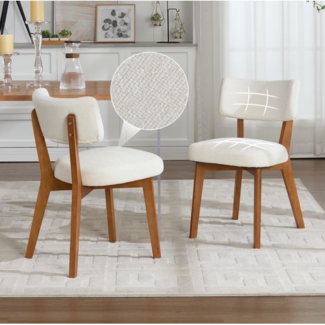 Set di 2 sedie da pranzo 54,5x47x77 cm beige, seduta imbottita, struttura in legno MEUBLIV (1/5)