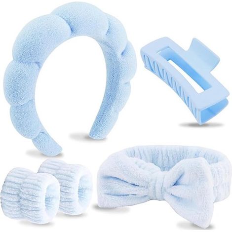 Fünf weiche Spa-Stirnbänder, geeignet zur Gesichtsreinigung und Hautpflege. (1/5)