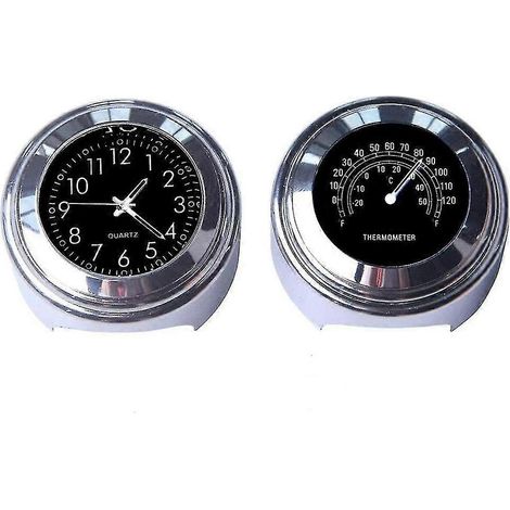 HOXILEELEO - pièces Horloge à quartz et thermomètre pour moto, étanche, 7/8 pouces, en aluminium, pour guidon de vélo. (1/5)