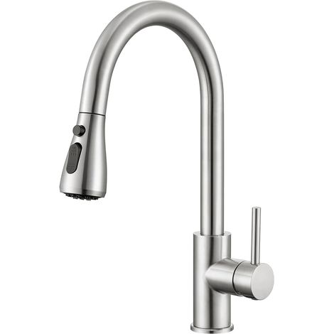 Robinet Cuisine Rétractable - 1 Unité - Acier Inoxydable - Rotation 360° - Évier Standard - Chromé (1/5)