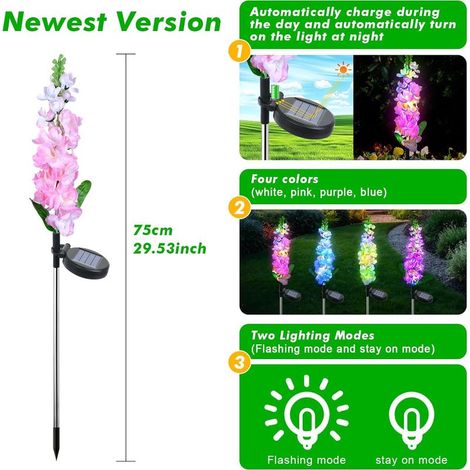 4 Solar-Blumenlichter mit 80 LEDs, 2 Modi, wasserdicht, für Garten/Wege/Terrasse. (1/5)