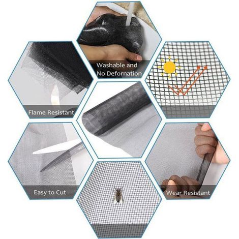 Écran de Fenêtre et Remplacement de Porte Moustiquaire en de Fibre de Verre - Réparation de Porte Moustiquaire Coulissante pour (1/5)