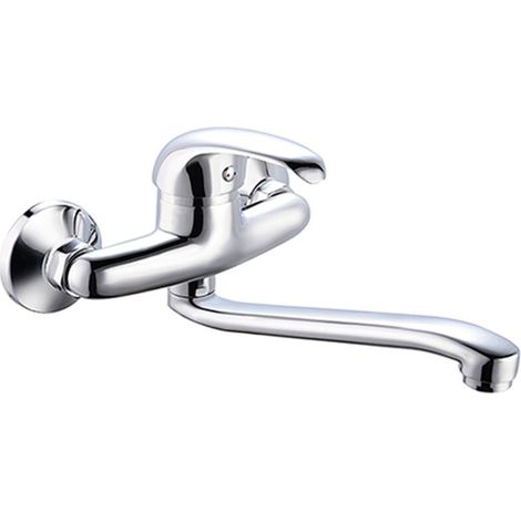Mitigeur évier mural Mambo – Chromé – Cartouche céramique Ø 40 mm – Bec avec aérateur – Entraxe 150 mm – Corps en laiton (1/5)