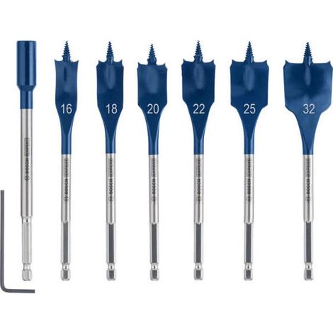 BOSCH SETS DE BROCAS FRESADORAS PLANAS EXPERT SELF CUT SPEED UNIDAD DE EMBALAJE 3 unidades UNIDAD DE EMBALAJE 7 unidades (1/4)