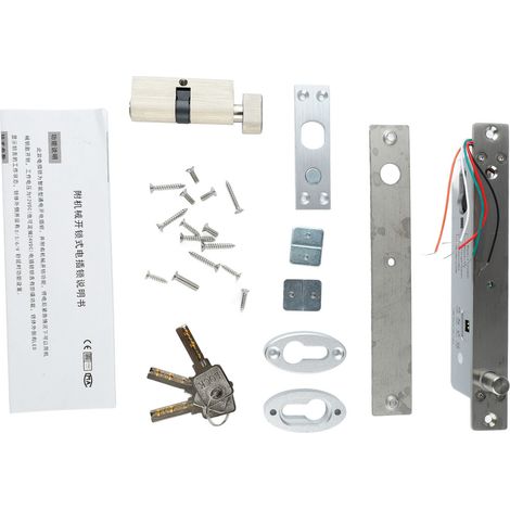 Serrure à pêne électrique en acier inoxydable, forte résistance, réglage du retard, pêne dormant à mortaise, porte en bois, métal, 5 fils, déverrouillage électrique 12V, langue ronde avec clé.