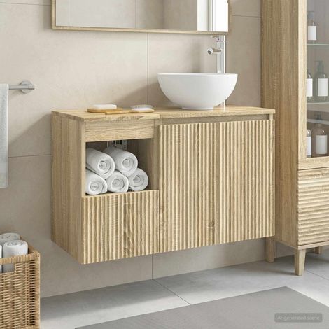 vidaXL Bathroom Furniture Set 2 pcs Sonoma Oak Engineered Wood (1/5)