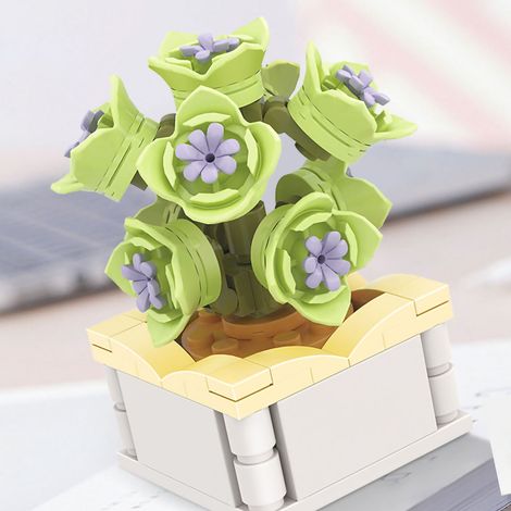 Blocs de construction pour plantes, série bonsaï, bricolage, fleurs décoratives vives en plastique, collection botanique, présentoir, chanson d'amour, sac coloré (1/5)