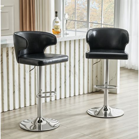 2er-Set Barhocker mit Rückenlehne, höhenverstellbar, 360° drehbar, schwarz HAVRYA (1/5)